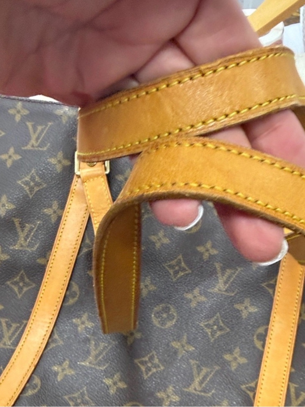 Louis Vuitton Monogram Canvas Tote with Tan Leather Straps - Picture 5 of 7